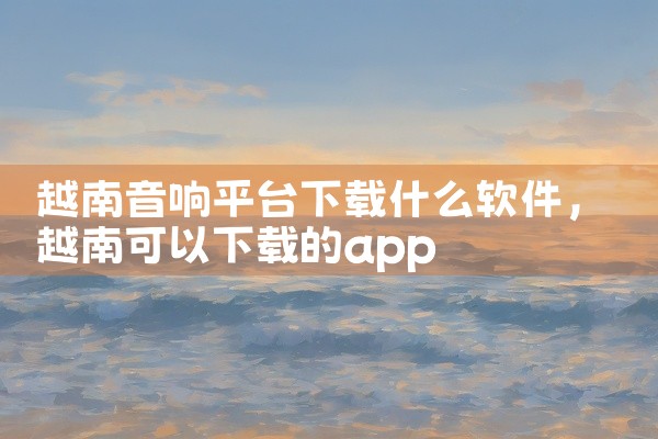 越南音响平台下载什么软件
