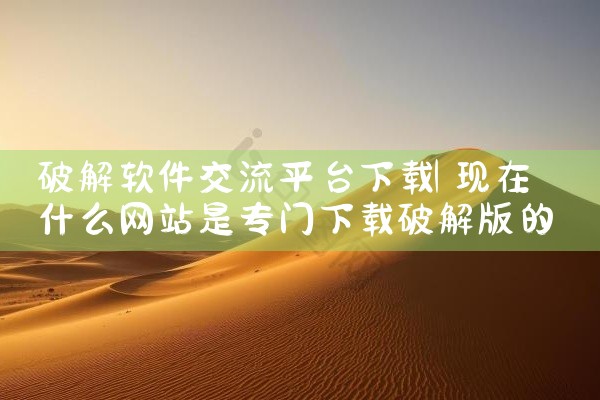 破解软件交流平台下载